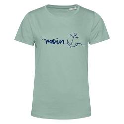 tomBrook Damen T-Shirt mit Moin-Anker-Print - Stylisches Kurzarm-Shirt aus Baumwolle in Sage Größe M von tomBrook