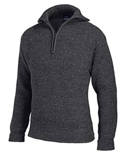 tomBrook Herren Troyer Korvettenkapitän - Seemannspullover Herren Pullover mit Reißverschluss Wolle Pullover Männer aus 100% Schurwolle in Anthrazit Größe 56 von tomBrook