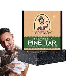 All-Natural Soap Men - Natürliches Seifenstück, Kiefernteer-Seife Bar Cold Process Pine Tar Soap for Men, Handmade Natural Bar Soap für die Männer von tongfeng