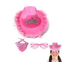 Pinker Cowboyhut - Cowboyhüte Cowgirl - Hut Pink Cowgirl Kostüm Pink Glitzer Damen - Cowboy Accessoires Cowboy Hut Für Kostüme Feiertage Kostüme Partys von tongfeng