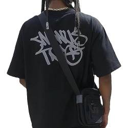 Y2k T-Shirt - Y2k O Neck Print T-Shirt - Minus-Two Y2K T-Shirts Für Herren Damen - Regular Baggy Hip Hop Tee Shirt Minus-Two - Harajuku Vintage Bedruckte Tshirt Unisex Kurzarm Tops von tongfeng