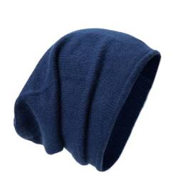tonten Kaschmirwolle Slouchy Beanie für Damen und Herren, gestrickte Winter-Skimütze (Blau) von tonten