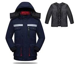 1 x wasserdichte Winterjacke, Arbeitsjacke, hohe Sichtbarkeit, Standard-Sicherheitsjacke, Arbeitskleidung, Baumwolle, herausnehmbares Futter (dunkelblau M) von tooloflife