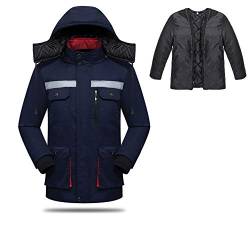 1 x wasserdichte Winterjacke, Arbeitsjacke, hohe Sichtbarkeit, Standard-Sicherheitsjacke, Baumwollfutter, herausnehmbares Futter (dunkelblau, Größe 4XL) von tooloflife