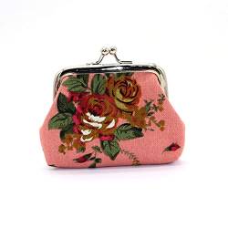 Münzgeldbörsen, Vintage Kleine Geldbörse Münzbörse Münzhandtasche für Frauen mit Blumendesign, Rosa von tooloflife