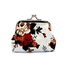 Münzgeldbörsen, Vintage Kleine Geldbörse Münzbörse Münzhandtasche für Frauen mit Blumendesign, Weiß von tooloflife