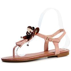 Riemchen Sandalen Sandaletten Zehentrenner Glitzer 1199, Größe:40 EU, Farbe:Rose von topschuhe24