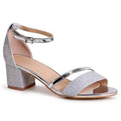 topschuhe24 1737 Damen Glitzer Riemchen Sandaletten Sandalen, Größe:36 EU, Farbe:Silber 1737 von topschuhe24