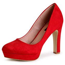 topschuhe24 1894 Damen Plateau Pumps Velours, Farbe:Rot 1894, Größe:40 EU von topschuhe24