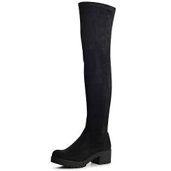 topschuhe24 1971 Damen Plateau Overknee Stiefel Stretch, Farbe:Schwarz 1971, Größe:37 EU von topschuhe24