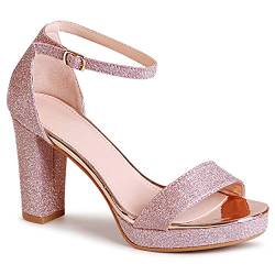 topschuhe24 2178 Damen Glitzer Riemchen Sandaletten, Farbe:Rose Gold 2178, Größe:38 EU von topschuhe24