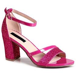 topschuhe24 2288 Damen Glitzer Riemchen Pumps Sandaletten, Farbe:Pink 2288, Größe:36 EU von topschuhe24