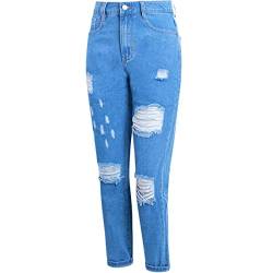 topschuhe24 2305 Damen MOM Jeans Hose High Waist Destroyed, Farbe:Blau, Größe:36 EU von topschuhe24