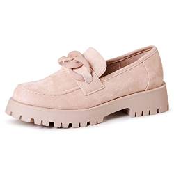 topschuhe24 2326 Damen Velours Halbschuhe Plateau Slipper, Farbe:Beige 2326, Größe:37 EU von topschuhe24