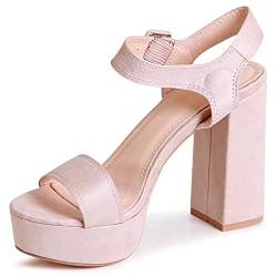 topschuhe24 2368 Damen Plateau Sandaletten Riemchen Sandalen, Farbe:Beige, Größe:37 EU von topschuhe24