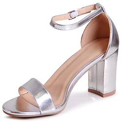 topschuhe24 2487 Damen Riemchen Sandaletten Metallic, Farbe:Silber 2487, Größe:38 EU von topschuhe24
