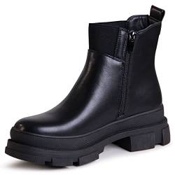 topschuhe24 2570 Damen Plateau Stiefeletten Chelsea Boots, Farbe:Schwarz, Größe:39 EU von topschuhe24