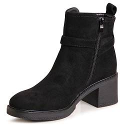 topschuhe24 2576 Damen Plateau Stiefeletten Velours Ankle Boots, Farbe:Schwarz, Größe:38 EU von topschuhe24