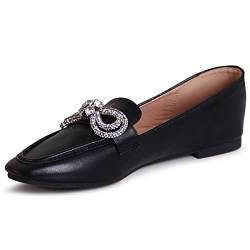 topschuhe24 2668 Damen Loafer mit Glitzer Schleife, Farbe:Schwarz, Größe:38 EU von topschuhe24