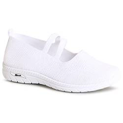 topschuhe24 2737 Damen Halbschuhe Sportliche Ballerina, Farbe:Weiß, Größe:38 EU von topschuhe24