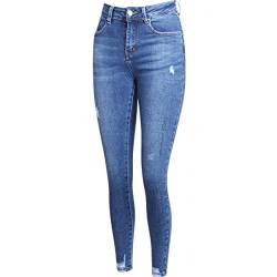 topschuhe24 2741 Damen Skinny Jeans Hose High Waist Push Up, Farbe:Blau, Größe:38 EU von topschuhe24