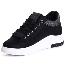 topschuhe24 2763 Damen Keil Sneaker Plateau Halbschuhe Hidden Wedges, Farbe:Schwarz, Größe:37 EU von topschuhe24