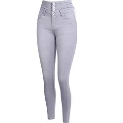 topschuhe24 2792 Damen Skinny Jeans Taillen Hose, Farbe:Grau, Größe:38 EU von topschuhe24
