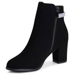 topschuhe24 2868 Damen Velours Stiefeletten Ankle Boots Glitzer, Farbe:Schwarz, Größe:38 EU von topschuhe24