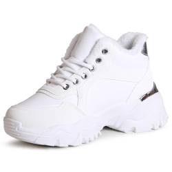topschuhe24 2903 Damen Plateau Sneaker Stiefeletten Kunstfell, Farbe:Weiß, Größe:38 EU von topschuhe24