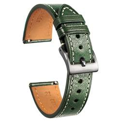 torbollo 22mm Lederarmbänder, Quick Release Schwarzes weiches Uhrenarmband für Männer Echtes Leder Ersatzarmband von torbollo