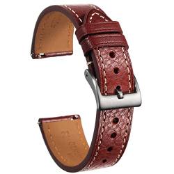 torbollo 22mm Lederarmbänder, Quick Release Schwarzes weiches Uhrenarmband für Männer Echtes Leder Ersatzarmband von torbollo