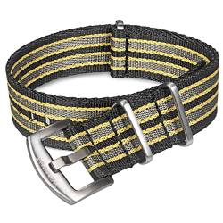 torbollo Herren-Uhrenarmbänder, 20 mm Uhrenarmbänder, Sicherheitsgurt, lässiges Armband, hochwertiges Nylon-Ersatzarmband mit robuster gebürsteter Schnalle von torbollo