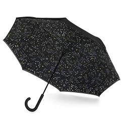 totes The InBrella Regenschirm mit umgekehrtem Schließmechanismus, Sternzeichen, Einheitsgröße, Inbrella Reverse Auto Close Stick Regenschirm mit J-Haken, wind- und regendicht von totes