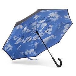 totes The InBrella Regenschirm mit umgekehrtem Schließmechanismus, Wolken, Einheitsgröße, Inbrella Reverse Auto Close Stick Regenschirm mit J-Haken, wind- und regendicht von totes