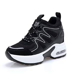 tqgold® Wedges Sneaker Damen mit Keilabsatz 8cm Sportschuhe Turnschuhe Plateau Schuhe Schwarz Größe 36 von tqgold