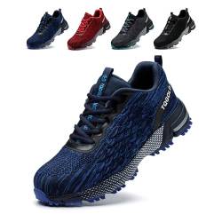 tqgold Arbeitsschuhe Herren Sicherheitsschuhe Damen Leicht Stahlkappenschuhe rutschfest Atmungsaktiv Schutzschuhe Sneaker Sportlich Industrie Stahlkappen Schuhe(Blau,37EU) von tqgold