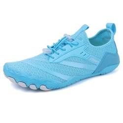 tqgold Barfußschuhe Damen Sommer Badeschuhe Herren Barfussschuhe Wasserschuhe Quick Dry Aquaschuhe Atmungsaktiv utschfeste Strandschuhe Schwimmschuhe Fitnessschuhe(028 Blau,41EU) von tqgold