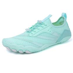 tqgold Barfußschuhe Damen Sommer Badeschuhe Herren Barfussschuhe Wasserschuhe Quick Dry Aquaschuhe Atmungsaktiv utschfeste Strandschuhe Schwimmschuhe Fitnessschuhe(028 Grün,36EU) von tqgold