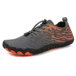 tqgold Barfußschuhe Damen Sommer Badeschuhe Herren Barfussschuhe Wasserschuhe Quick Dry Aquaschuhe Atmungsaktiv utschfeste Strandschuhe Schwimmschuhe Fitnessschuhe(8023 Grau,36EU) von tqgold