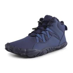 tqgold Barfußschuhe Herren Winter Damen Barfussschuhe Winterstiefel Wasserdicht Winterschuhe Warme Gefüttert Schneestiefel Rutschfeste Barfuss Schuhe Stiefel(B90001 Blau,39EU) von tqgold