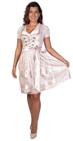 trachtl Emely Dirndl Trachtenkleid Damen 2:TLG Set Dirndlkleid und Schürze in 6 farben (34, Rosa) von trachtl