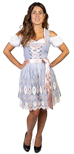 trachtl Martina Dirndl Trachtenkleid Damen in 2 Farben 3.TLG (34, Blau) von trachtl