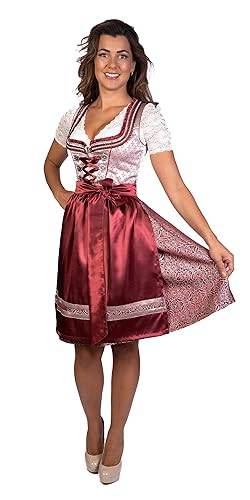 trachtl Midi Dirndl Kerstin Trachtenkleid Dirndl Damen 2. TLG- Set Trachtenkleid und Schürze Bordeaux (42, Bordeaux) von trachtl