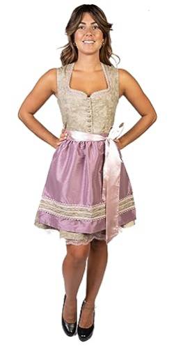 trachtl Tanja Dirndl Trachtenkleid Damen 2 TLG. in 4 Farben Oktoberfest ärmellos Herz Ausschnitt 36, Khaki von trachtl