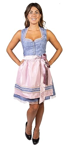 trachtl Tanja Dirndl Trachtenkleid Damen 2 TLG. in 4 Farben Oktoberfest ärmellos Herz Ausschnitt 36, blau von trachtl