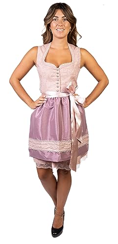 trachtl Tanja Dirndl Trachtenkleid Damen 2 TLG. in 4 Farben Oktoberfest ärmellos Herz Ausschnitt 42, rosa von trachtl