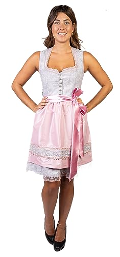 trachtl Tanja Dirndl Trachtenkleid Damen 2 TLG. in 4 Farben Oktoberfest ärmellos Herz Ausschnitt 44, grau von trachtl