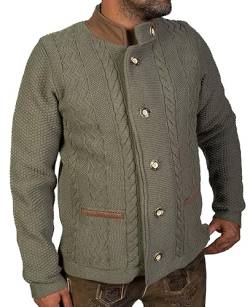 trachtl Trachtenstrickjacke Herren Markus Strickjacke Herren Moderne bayrische Tracht, Knöpfen in Hirschhornoptik in 8 Farben (Khaki, XL) von trachtl