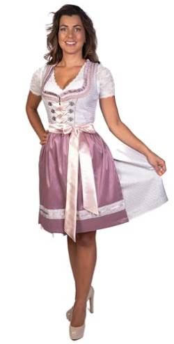 trachtl-Vicky Dirndl Trachtenkleid Damen 2:TLG Set Bluse und Schürze in Grau/Rose und Grau/Gold (36, Grau/Rose) von trachtl