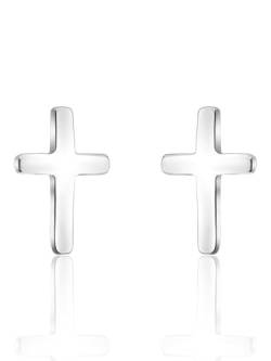 Elegante Kreuz Ohrringe silber | als Kommunion u. Konfirmation Geschenk | Ideal als Christlicher Schmuck oder Spirituelle Geschenke zu religiösen Anlässen von treats yourself